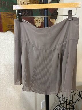Pleated Chiffon Mini Skirt in Taupe